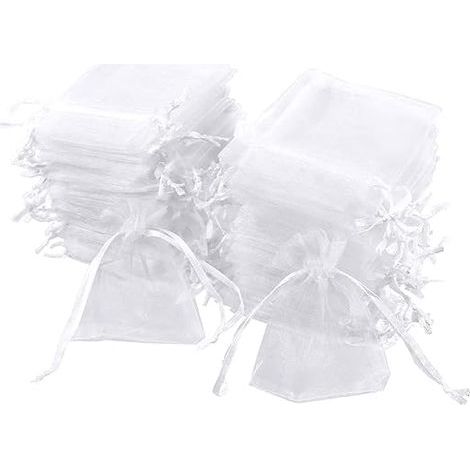 Set of 100 white organza bags, 7 x 9 cm, organza gift bags, jewelry pouches, wedding favor bags, lavender sachets, wedding favors (1/5)