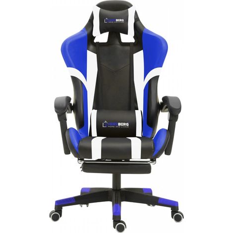 Herzberg hg 8083 dreifarbiger gaming und burostuhl mit linearem akzent in blau