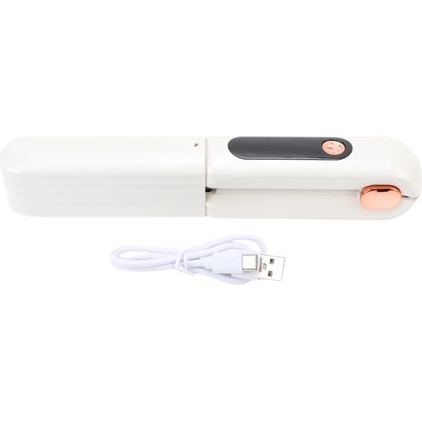 60W Cordless Hair Straightener Brush 2 in 1 Portable Hot Brush Straightening Comb with Dust Cover 3500mAh Digital Display White (1/4)