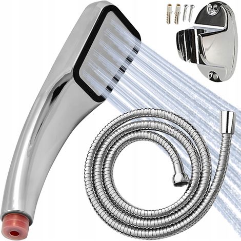 Conjunto de ducha: teleducha + manguera + soporte para ducha, cromado (1/5)