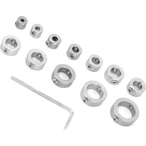 Lot 12 bagues butée profondeur perçage inox Tailles 3 à 16mm Limite profondeur foret Pour perceuse à main ou colonne (1/5)