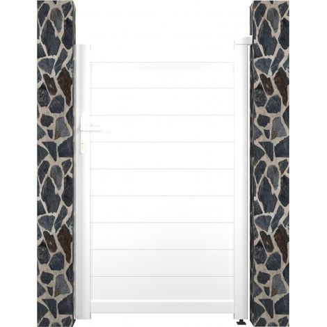 Portillon battant aluminium blanc 100x158 cm serrure incluse (1/5)