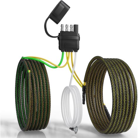 22FT 5-wire, 4-pin trailer wiring harness for rewiring rear lights on both sides, Pure copper Wishbond trailer light kit