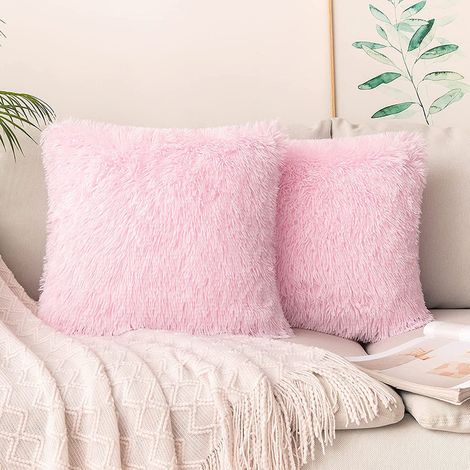 4er Set kissenbezüge Künstlich Pelz Fellkissen Dekorative Deko Kissen Kuschelkissen Flauschig Sofakissen Weich Plüschkissen für Sofa 40x40 cm