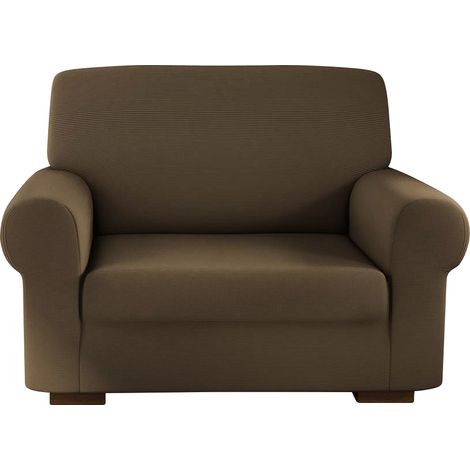 Funda de Sillón de 1 Plaza con Elástico Color Sólido Antimanchas de Tejido Piqué  Color: Tortola
