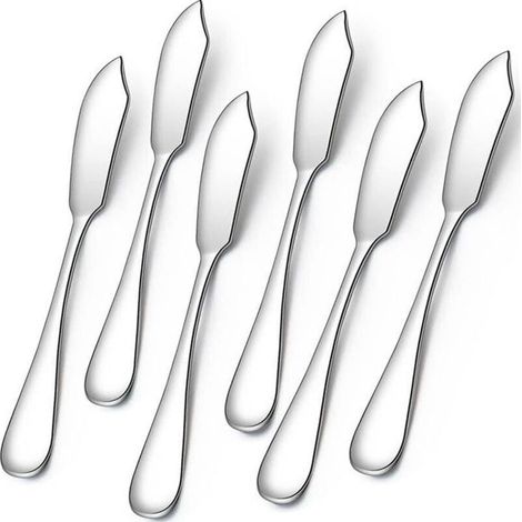(argent) Couteau à beurre 6 pièces, couteau à fromage, tartinades à fromage, 5,91 pouces Mini-couteaux de cuisine en acier inoxydable mignons pou (1/4)
