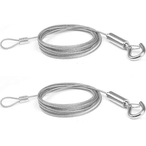 Fil de suspension pour tableaux de 2 m, diamètre 1,5 mm, avec œillet et crochet. Fil robuste en acier inoxydable, réglable, pour lampes/miroirs. Supporte jusqu'à 30 kg (2 pièces).-AquaForge (1/5)