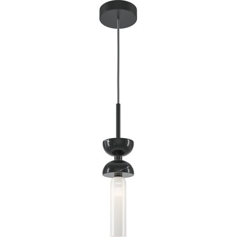 Maytoni Kyoto Plafonnier moderne à suspension fine, noir, 1 x G9, abat-jour blanc