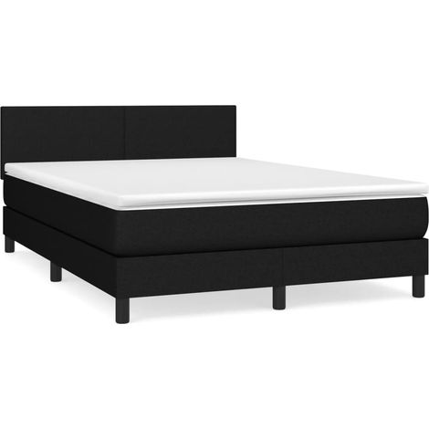 Sommier à lattes de lit avec matelas Noir 140x190 Tissu (1/5)