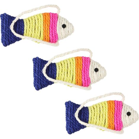 Set of 3 Sisal Scratching Posts for Cats and Kittens, Fish-Shaped Scratching Toy, Small Size, Sturdy and Interactive, Indoor Cat Play Accessories (1/5)