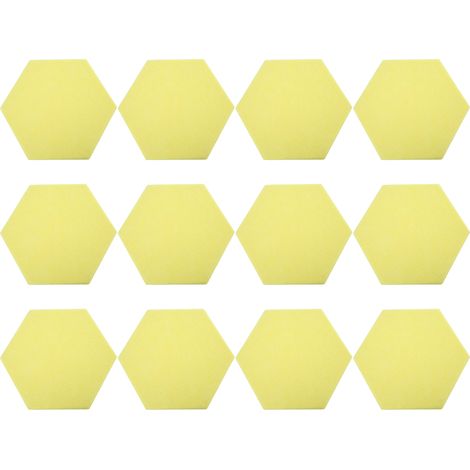 Lot de 12 Panneaux Acoustiques Hexagonaux Auto-adhésifs en Mousse, Isolation Phonique Murale, Coins en Coin, Jaune (1/5)