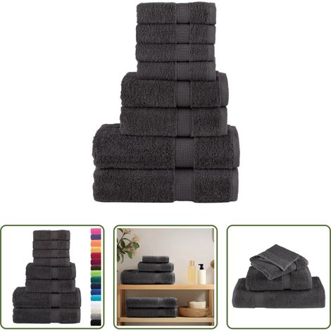 vidaXL Baumwolle Handtuch - 8 tlg. Premium-Handtuch-Set SOLUND Anthrazit 600 g/m² (1/5)