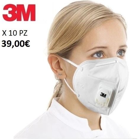 X10 o 25pz mascherine 3M certificate kn95 ffp2 con valvola maschera protezione viso X10 pz - scontato 1.95€/cad.