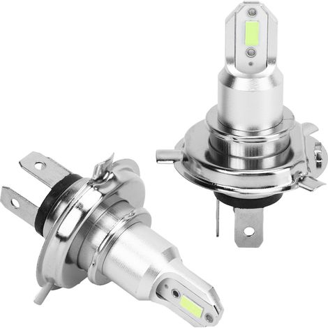Lot de 2 ampoules LED pour phares de moto, éclairage puissant et stable, 2600 lm, 110 W, H4, pour voiture, SUV, camion, camping-car, lumière bleu glacier / 8000 K (1/5)