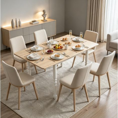 Ausziehbarer Klapp-Esstisch für 2–6 Personen, 74–134 cm, MDF und Stahl, OKWISH (1/5)