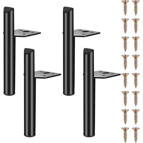 Pieces Furniture Legs 18 cm Furniture Legs, Table Legs, Metal Cabinet Legs, Table Legs, Legs for Furniture Sofa Cupboard Kitchen Cabinets, Black (1/4)
