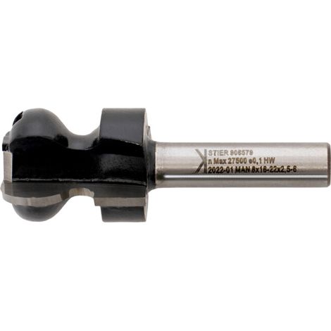 Fraise à rainurer STIER HW diamètre 8 mm, 22-16 R2,5/6 (1/5)