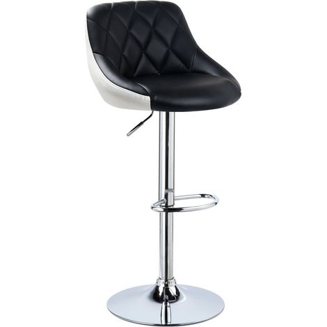 Woltu – Tabouret de bar en similicuir noir – Hauteur réglable 60-82 cm – Base en acier chromé – Repose-pieds ergonomique – Rotation 360° (1/4)