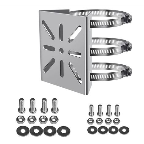 Soporte de montaje de acero inoxidable con 3 clips, apto para cámaras de seguridad, apliques de pared y paneles solares. (1/4)