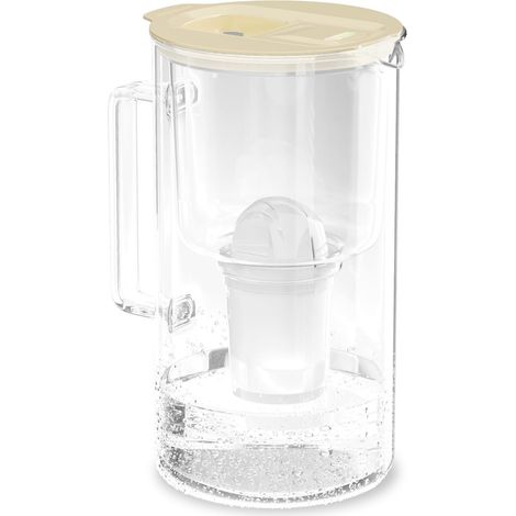 carafe filtrante verre 2L avec compteur LED, filtre classic Beige (1/5)