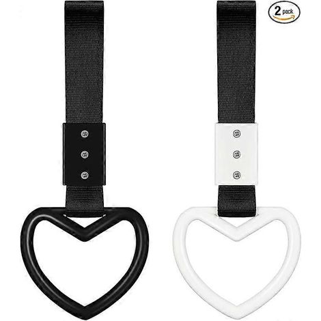Lot de 2 anneaux décoratifs pour poignées de voiture, sangles de pare-chocs arrière, anneau d'avertissement, poignée en forme de cœur brisé pour intérieur de voiture (métro, bus). (1/5)