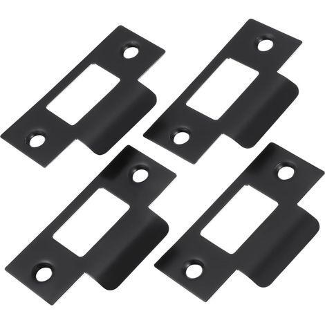 Plaque de Renfort de Porte 4 Pièces en Acier Inoxydable Noir Anti-rouille, pour Loquet et Serrure, Usage Résidentiel, Kit de Réparation pour Huisserie (1/5)