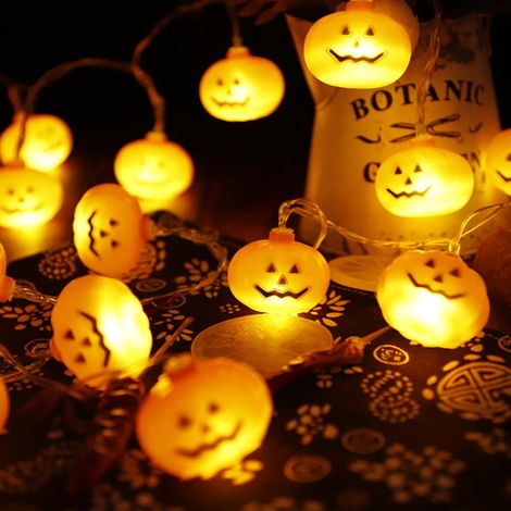 Luci decorative di Halloween, luci decorative a forma di zucca con luce calda da 3 m, decorazioni luminose di Halloween, luci a LED arancioni a batteria per uso esterno e interno per decorazioni autun (1/5)