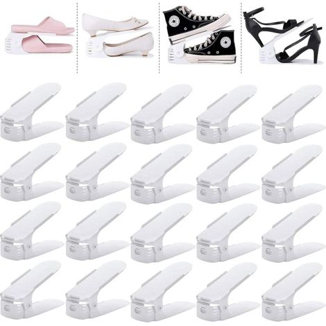 Lot de 20 organiseurs de chaussures réglables, gain de place de 50 %, support à chaussures à double niveau pour l'organisation du placard (1/5)