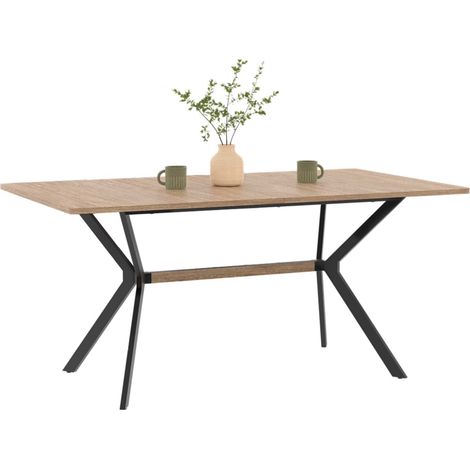 Tavolo da pranzo rettangolare LOUISON 8 persone legno e nero design industriale 160 cm (1/5)