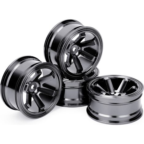 4 pièces Jantes Alliage Aluminium pour Voiture RC Drift 1/10 Universelle Noir (1/5)