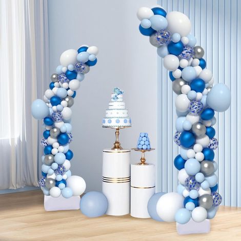 Kit d'arche de ballons, demi-arche avec socle, flexible, DIY, 1,5 m et 2,5 m, kit de support de ballons avec 30 clips pour ballons pour fêtes d'anniversaire, mariages, fêtes prénatales, décorations de (1/5)