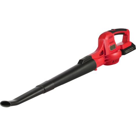 GARRYFIZH Souffleur de feuilles électrique sans fil 20V 2 vitesses 60MPH/130MPH portable léger avec tubes rallonge batterie 2.0Ah charge rapide pour gouttières jardin chantier (ROUGE EU)