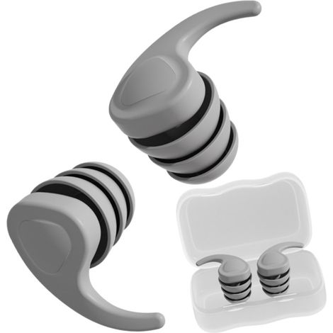 Bouchons d'oreilles antibruit en silicone de 9e génération - Confortables et insonorisés pour dormir, étudier et voyager (gris) (1/3)
