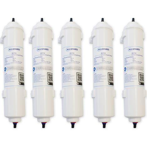 Filtro de agua AllSpares (5 uds.) para refrigeradores compatibles con Samsung DA29-10105J / HAFEX/EXP / EF-9603 / WSF-100, LG 5231JA2010B / ADQ73693903 / ADQ736939 y WPRO USC100 (1/3)