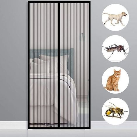 Moustiquaire magnétique pour porte 120 x 250 cm (47 x 98 pouces) Rideau de porte magnétique enroulable pour couloirs, portes Outil (1/5)