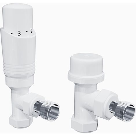 ELEGANT Thermostatic Radiator White Angled Valve Set