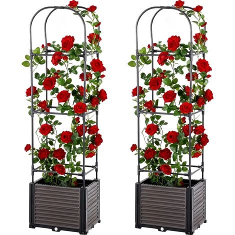 Jardin surélevé, 150 cm de hauteur, capacité de 31,5 litres, treillis en U, treillis amovible, idéal pour les plantes grimpantes (1/5)