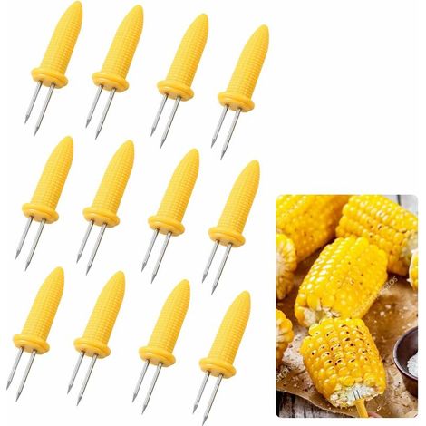 brochettes de maïs en avec pince à pour barbecue Lot de 12 Acier Inoxydable Acier (1/4)