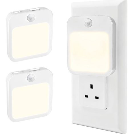 2er Pack Wandsteckdosen Nachtlichter Dämmerungssensor Warmes Licht mit einstellbarer Helligkeit Ein/Aus/Auto Modus Intelligenter Sensor für Babyz (1/5)
