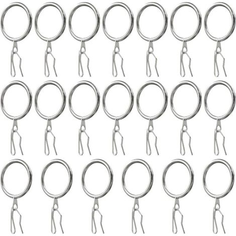 Lot de 20 anneaux de rideaux en métal, anneaux et crochets pour rideaux, rideaux de porte, rideau de douche 3,0 x 50 mm (nickel poli) (1/5)