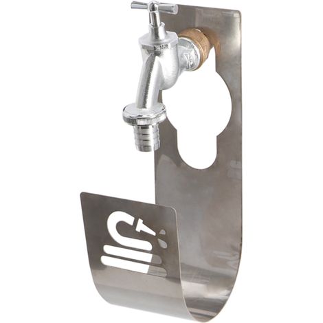 Porte tuyau d'arrosage sur robinet en acier inoxydable - Argenté - L 9 x P 12 x H 25,3 cm - Livraison gratuite