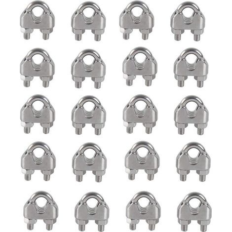 BUNTHAUS 20PCS M4 Serre-câbles Etrier U Boulon Clip de Câble 304 Acier inoxydable Selle de pince de Câble Câble métallique Clips pour etendoir linge exterieur