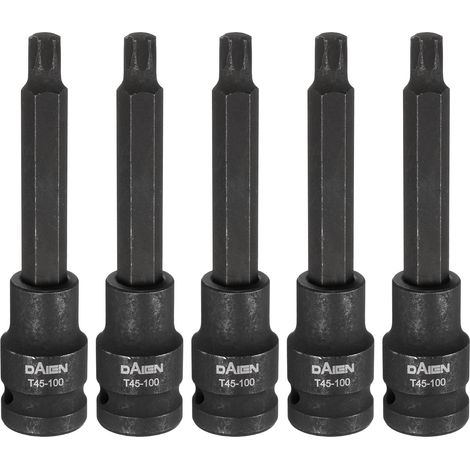 5Pcs Embout Torx T45 À Douille 100mm L 1/2" Entraînement Carré (1/5)
