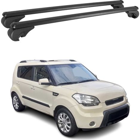 OMAC Aluminium Dachträger Querträger für Kia Soul I 2008-2013 – TÜV / DIN 75302:2019 – Abschließbar – Max. 75 kg – 2 Stangen Schwarz (1/5)