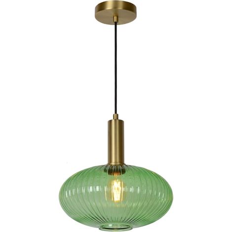 Lámpara colgante, vidrio, verde, Ø30 cm, E27 (1/4)