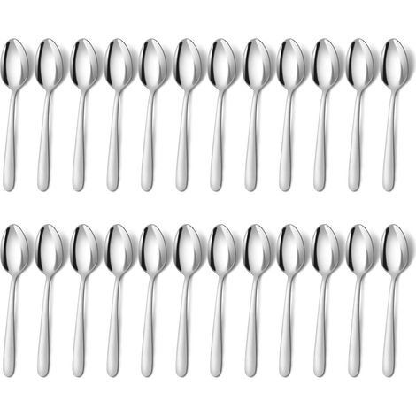 24 Cuillères à café, 14,5cm, Acier inoxydable, Finition miroir, Lavable lave-vaisselle, Pour maison et hôtel
