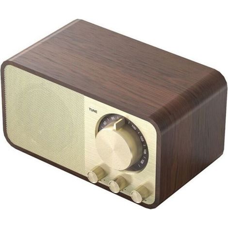 Haut-parleur bluetooth rétro en bois subwoofer radio FM sans fil (1/5)