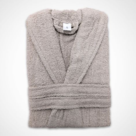 Albornoz de Algodón 450g Unisex para Baño – Suave, Absorbente y Cálido, Color GRIS PLATA, Talla L, con Cinturón y Bolsillos (1/5)