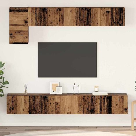 TV-Schrankset Wandmontiert 5 pcs Altholz Holzwerkstoff