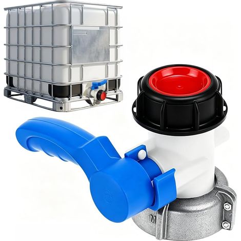 Robinet Cuve 1000l, Raccord Cuve 1000 Litres, Vanne Cuve 1000l, Vanne Papillon Adaptateur Dn50 (75mm), Pour Robinet De Vidange, Réservoir Ibc, Citerne De Pluie, Bidon, Réservoir À Eau (1/5)